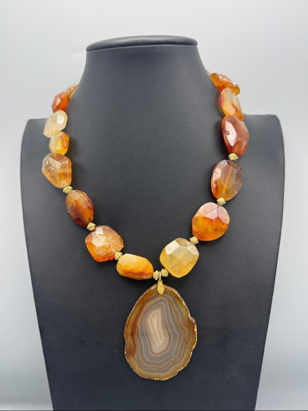 Agate or carnelian pendant Statement Necklace